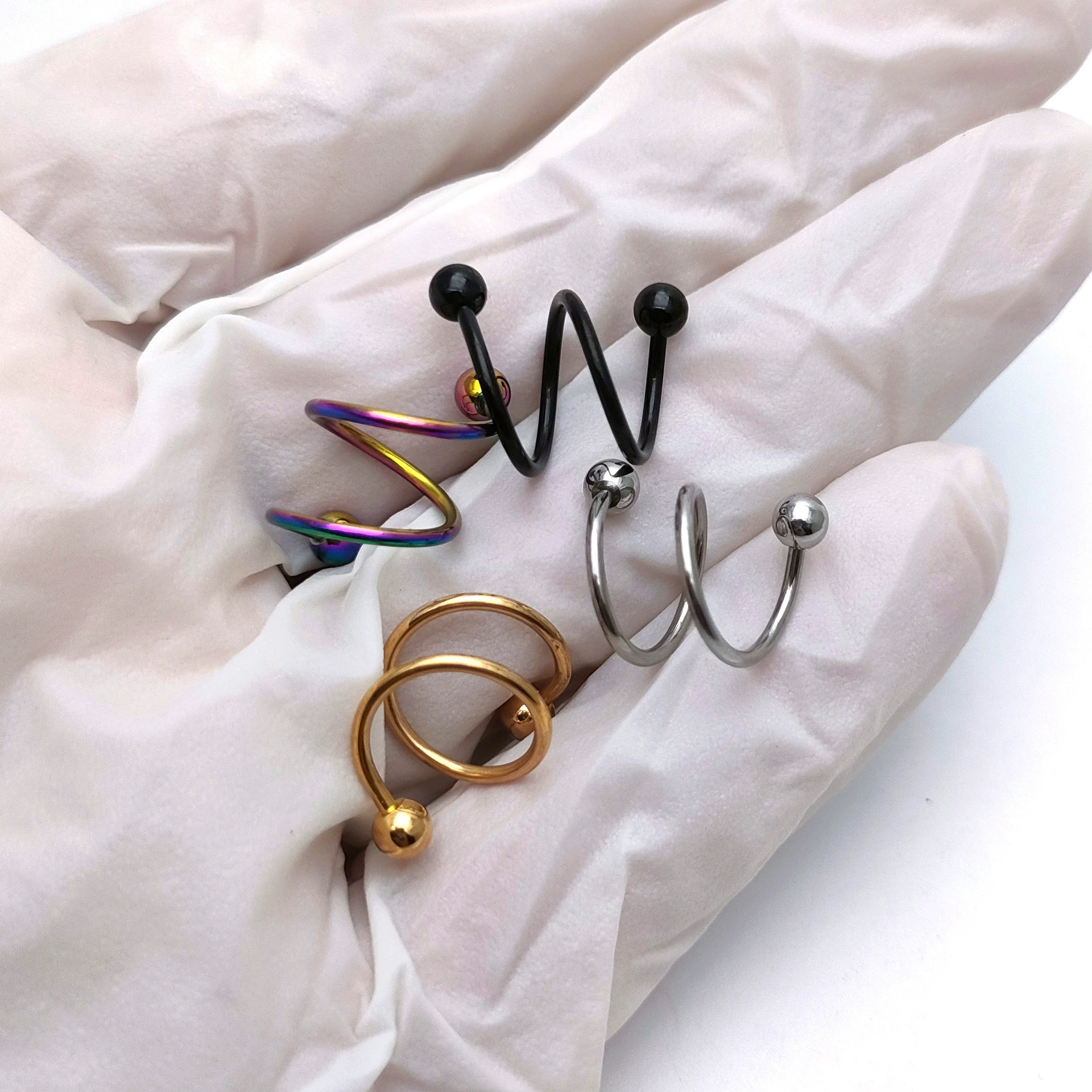 Клипса для уха (ear cuff) из нержавеющей стали, для пирсинга губ, диаметр 1,2 мм, 8/10 мм, шарик 3/4 мм