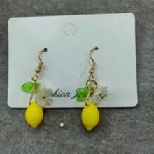 中古风柠檬花朵耳环森系清新甜美耳饰新中式时尚轻奢高级感耳坠女