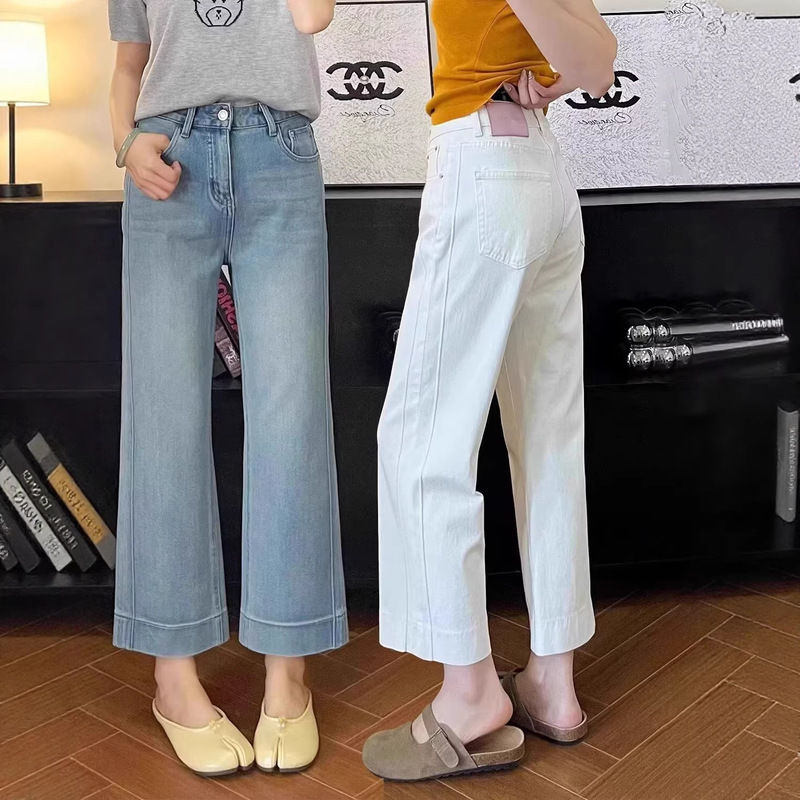 Light Blue High-Waisted Straight-Leg Jeans for Women, 2026 Spring/Summer New Style, Plus-Size Loose Fit, Slimming Cropped Wide-Leg Pants Light Blue High-Waisted Straight-Leg Jeans for Women, 2026 Spring/Summer New Style, Plus-Size Loose Fit, Slimming Cropped Wide-Leg Pants
