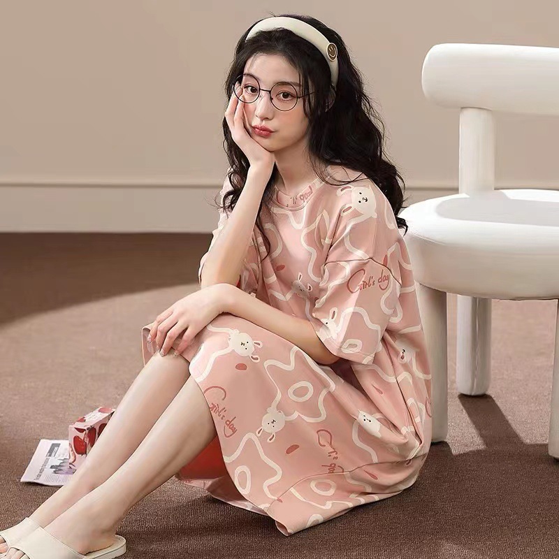 Camisón mujer verano manga corta 2024 estilo ins japonés lindo perro de laurel de jade talla grande se puede usar ropa de hogar para mujeres embarazadas
