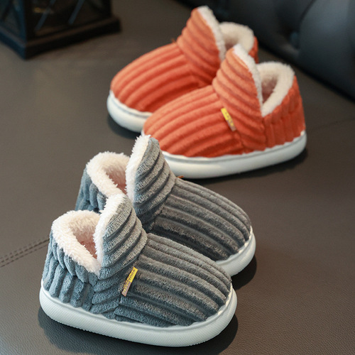 Winter children's cotton slippers warm packing, fluffy unisex boy and girl home parent-child thick sole infant baby cotton shoes