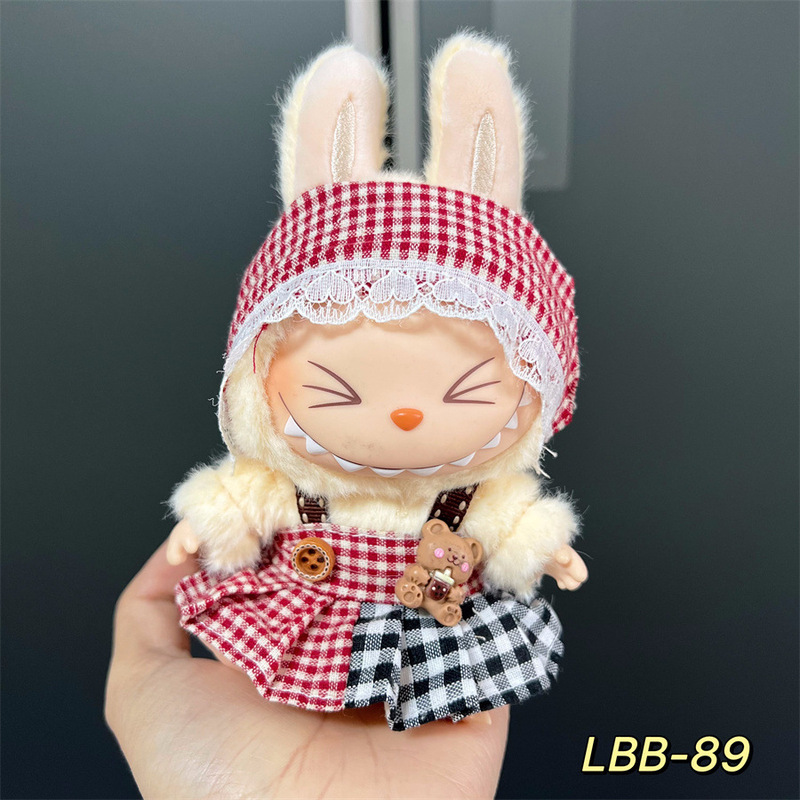Labubu 着用可能なベビー服ビニールラブブ 17 センチメートル人形かわいいドレスアップカジュアルスーツスカートぬいぐるみ服|undefined