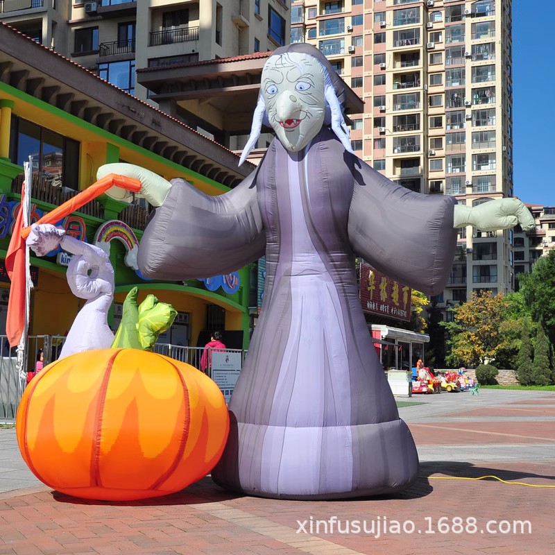 Cruz-frontera popular Halloween patio decoración regalo inflable calabaza bruja demonio dibujos animados muñeca inflable al por mayor