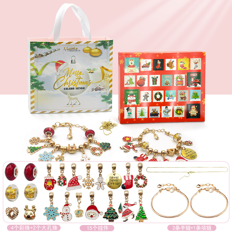 10 colores nuevo 24 rejilla cuenta atrás calendario ciego caja conjunto de los niños hechos a mano de bricolaje pulsera de cuentas joyería transfronteriza caliente