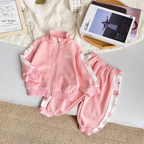 Boys' and Girls' Spring Outfit Children's Set 2024 New Kids' Apparel Korean Style Sports Children's Set Two-Piece Wholesale