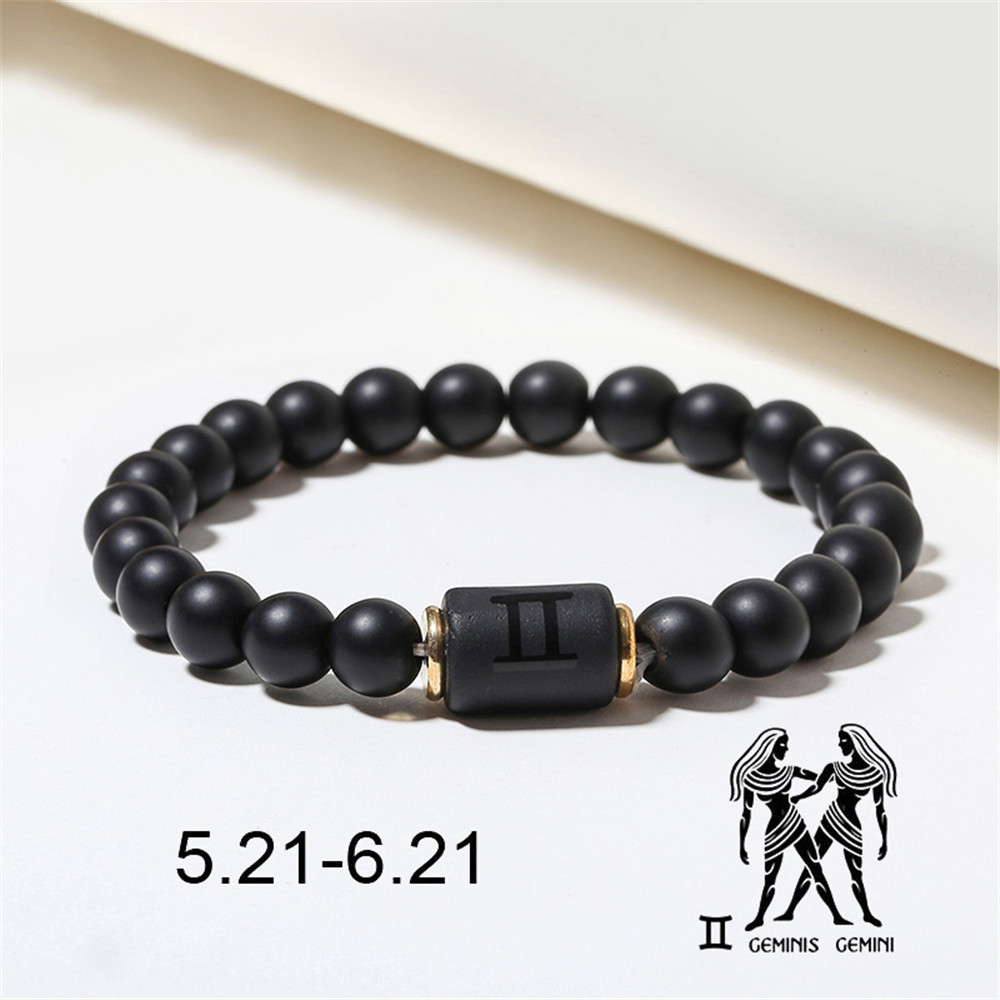 Wholesale Jewelry 12 Constellation Pattern Black Frosted Agate Beaded Bracelet Nihaojewelry display picture 9