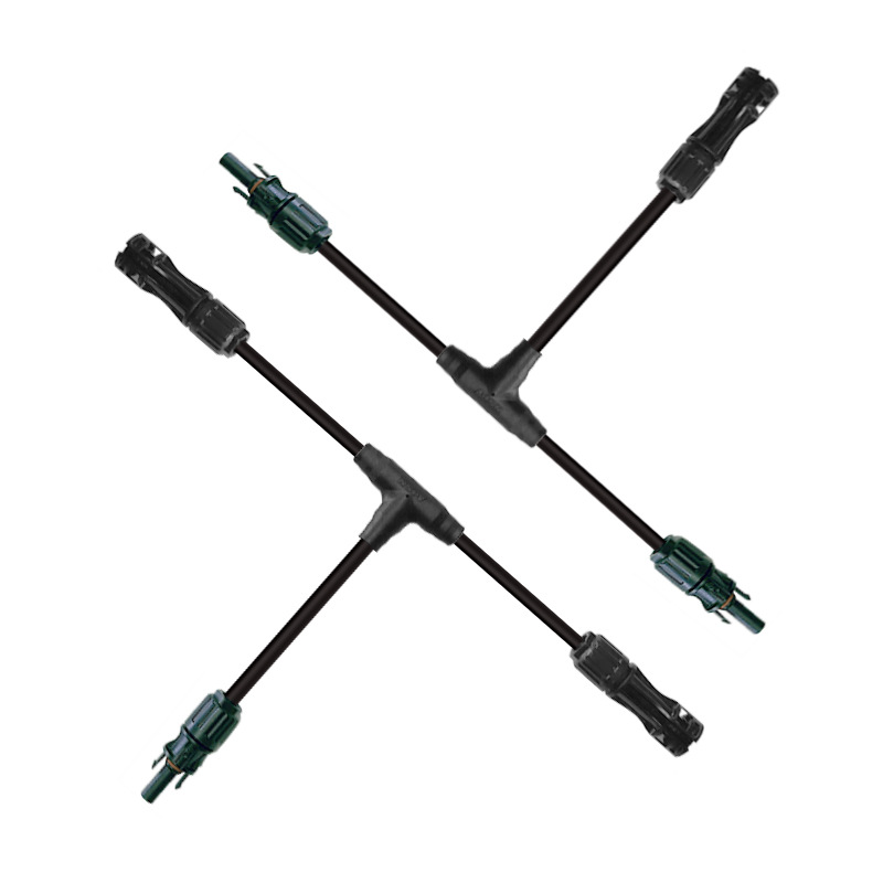 兼容MC4 T型连接头 光伏并联三通连接器 太阳能汇流防水接头1500V