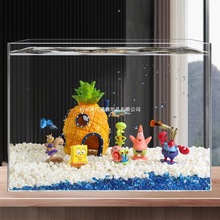 鱼缸菠萝屋造景装饰摆件水族卡通鱼缸小型家用套餐海绵宝宝躲避屋