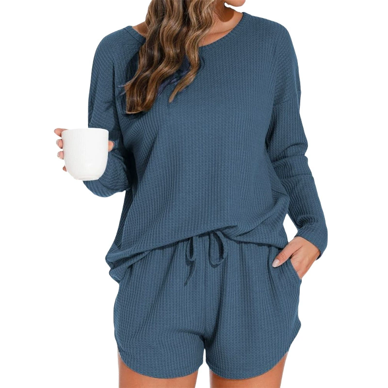 Knitted pijama, set, long-sleeve, shorts