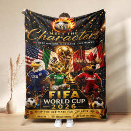 亚马逊跨境美加墨足球世界杯毛毯FIFA World Cup家居法兰绒午睡毯
