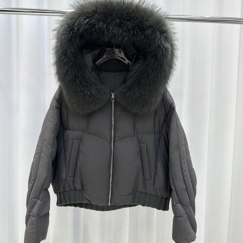 Women's New Autumn/Winter Natural Detachable Real Raccoon Fur Large Collar Hooded White Duck Down Warm Coat