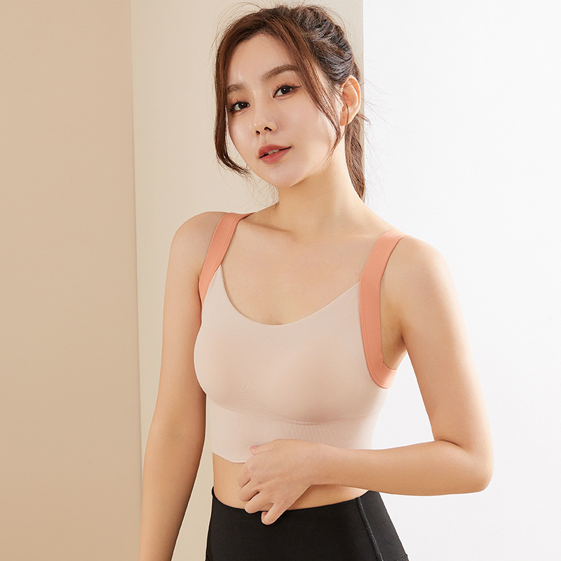 一体型胸パッド固定カップ高強度防振集スポーツ下着女性交差美背外着スポーツブラジャー|undefined