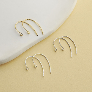 S925 sterling silver 9-character silver ear hook car flower ear hook DIY jade pearl earring ear hanging semi-finished earrings accessories