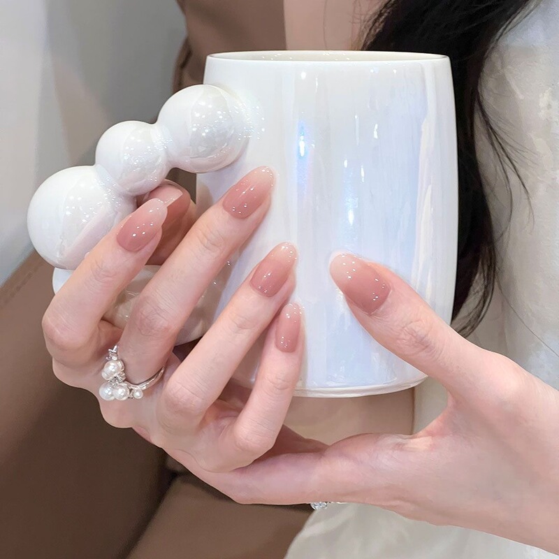 Nude Color Series Ganlu Temple Zhen Huan Nail Art Bridal Wedding Nail Pieces Daily Wear Nail Polish Top Coat Handmade Nail Pieces Wholesale