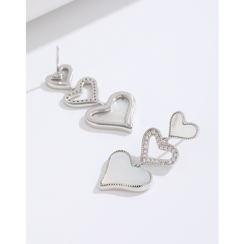 Preciosos pendientes de concha para mujer 925 plata esterlina nicho melocotón corazón pendientes 2023 nuevos pendientes de lujo ligero de alta calidad