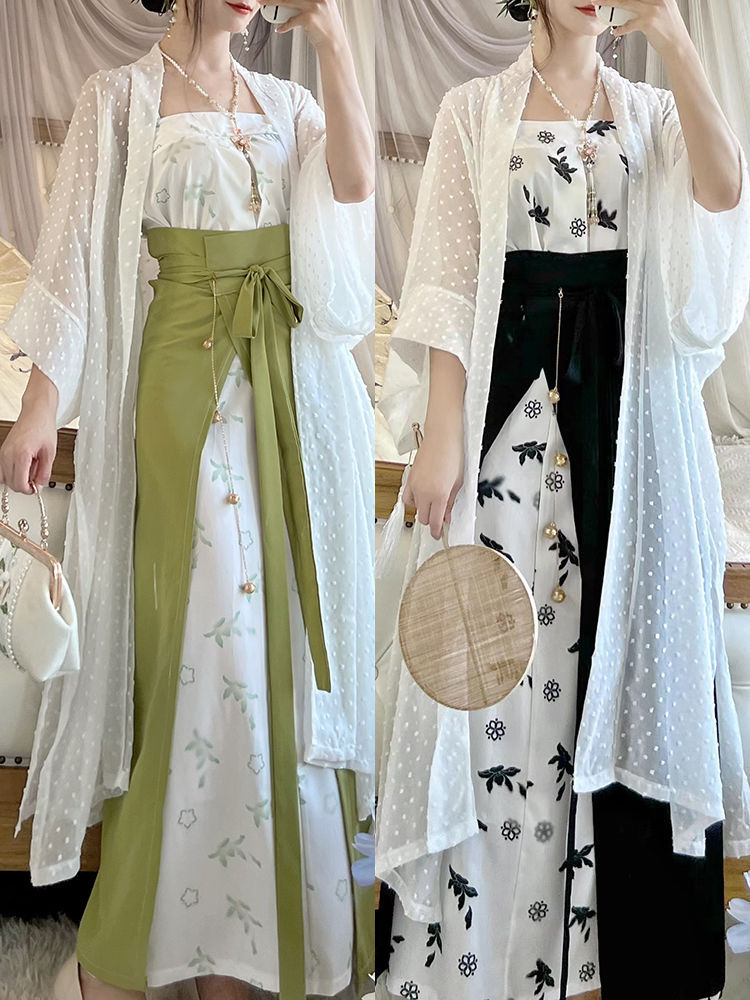 Zimu Original Hanfu Women's Song-made Changgan Temple Spin Skirt Han Elements Daily Small Floral All-match Women's Summer Slim-looking Dress