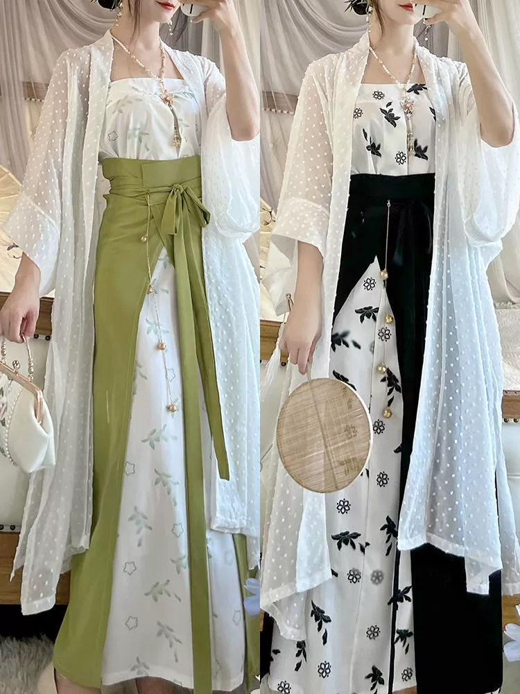 Zi Mu Original Hanfu Женская песня, династия Чанган, храм, вращающееся платье, элементы, повседневные маленькие цветы, дикие женские летние модели тонкие