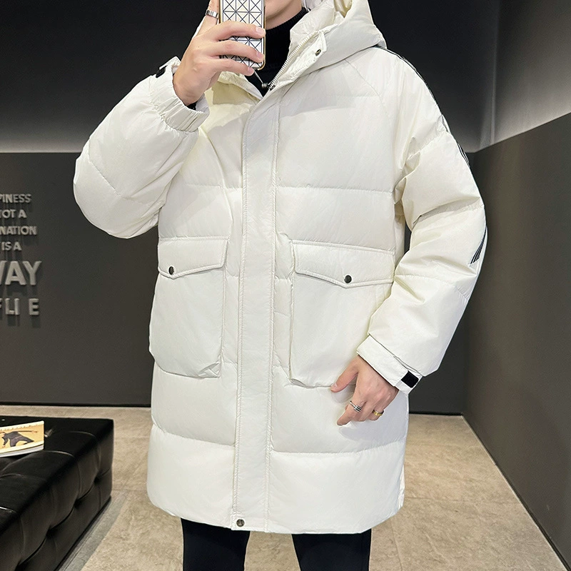 Чао бренд трансграничный полосатый с капюшоном средней и длинной пуховик может быть открыт в прямом эфире