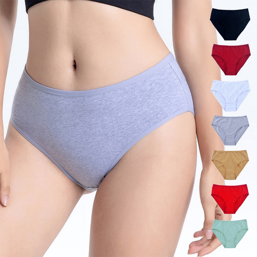 Amazon Plus Size Panties Women's Pure Cotton Foreign Trade European and American High Waist Women's Panties Wholesale Cross-border Ladies' Triangle Pants