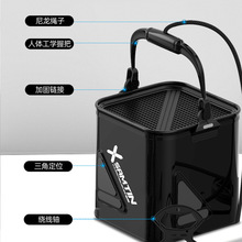 雷臣山田新款钓鱼打水桶带绳加厚EVA鱼桶可折叠水桶小号钓活鱼桶