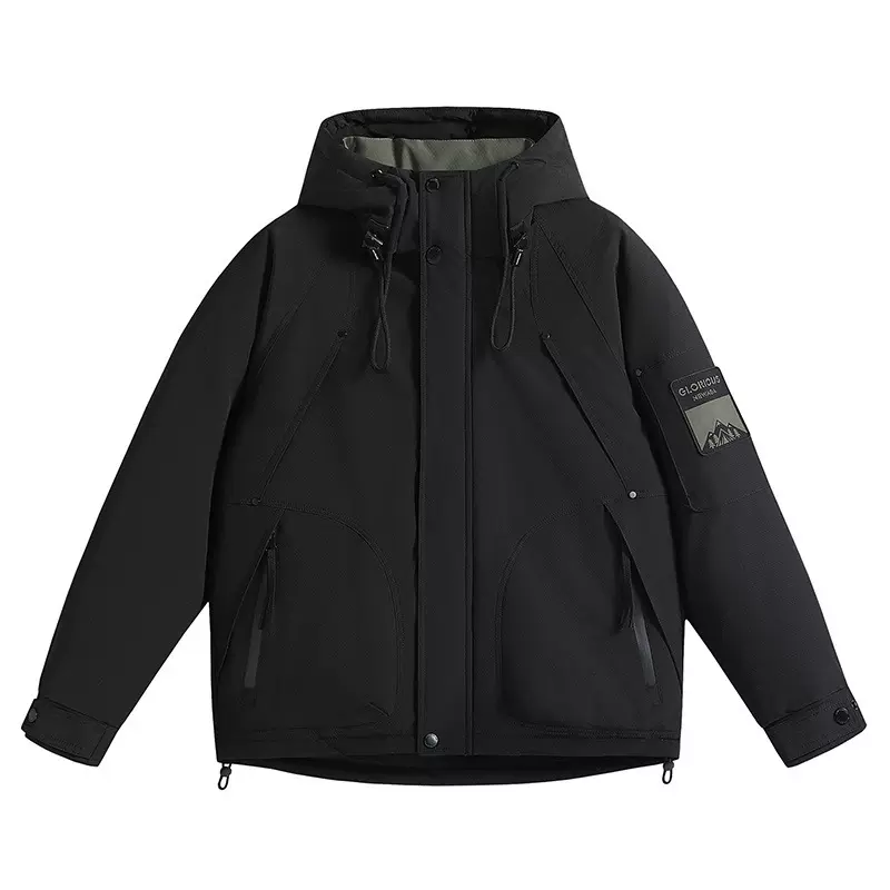 跨境户外加厚男士羽绒服冬季新款潮牌高级感防寒工装羽绒服可二开