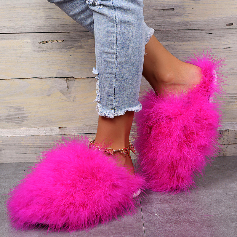 Solid Color Thicken Plush Slippers NSKJX112133