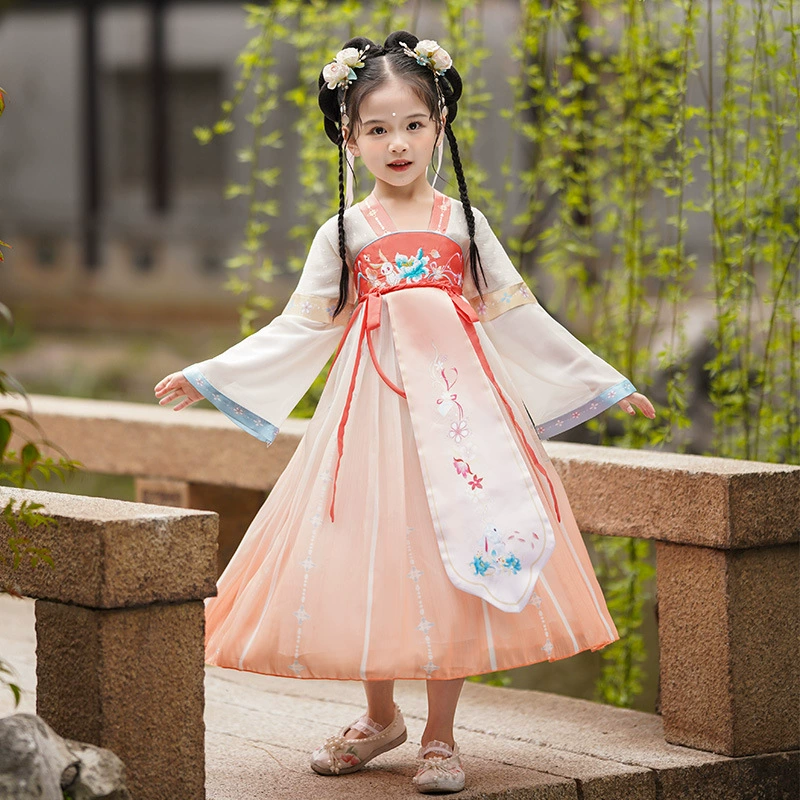 Детский костюм Ханьфу для девочек в осеннем стиле, высококачественный, в стиле принцессы династии Мин, для выступлений, в улучшенном древнекитайском стиле, сказочный зимний вариант