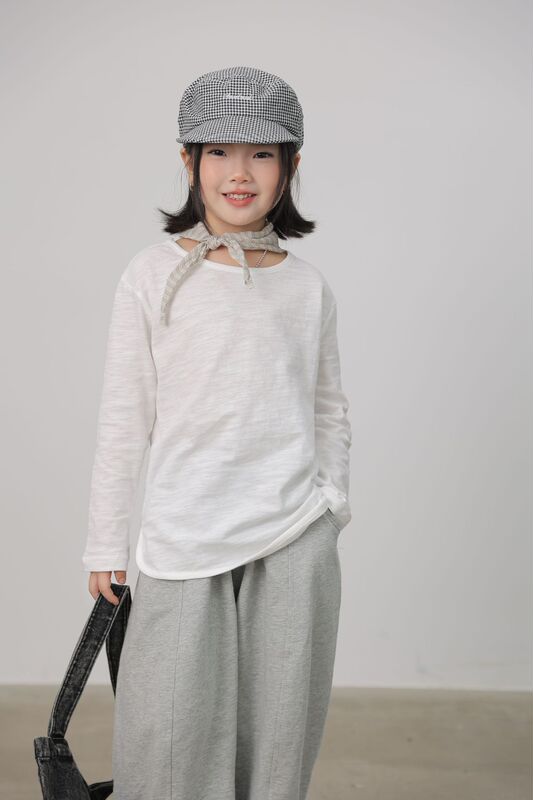 BOBOKIDS 25年秋冬儿童日系男女童竹节圆弧纯色长袖打底衫亲子装|undefined