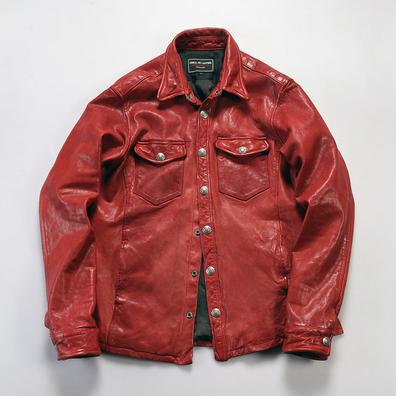 Japanese-Style Ami Khaki Heavily Washed Pleated Genuine Leather Shirt Men's Motorcycle Casual Full Vegetable-Tanned Sheepskin Leather Jacket Japanese-Style Ami Khaki Heavily Washed Pleated Genuine Leather Shirt Men's Motorcycle Casual Full Vegetable-Tanned Sheepskin Leather Jacket