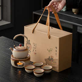 粗陶温茶炉小火炉蜡烛煮茶底座提梁壶茶具户外围炉煮茶套装礼品