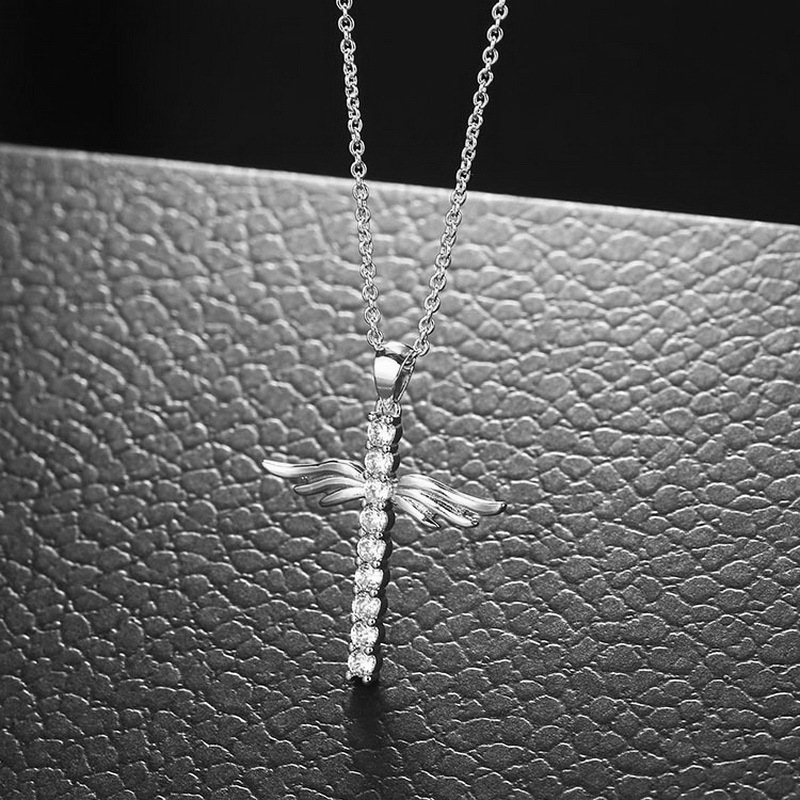 Collana catena cubana con croce e ali d'angelo personalizzata_voghion.com