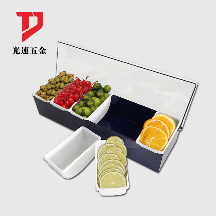 Caja de fruta de acero inoxidable para Bar nueva caja de fruta KTV de seis rejillas con tapa caja de condimento de barra
