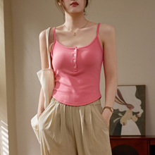 Solid color button up short camisole top��ɫ�~�۶̿��������