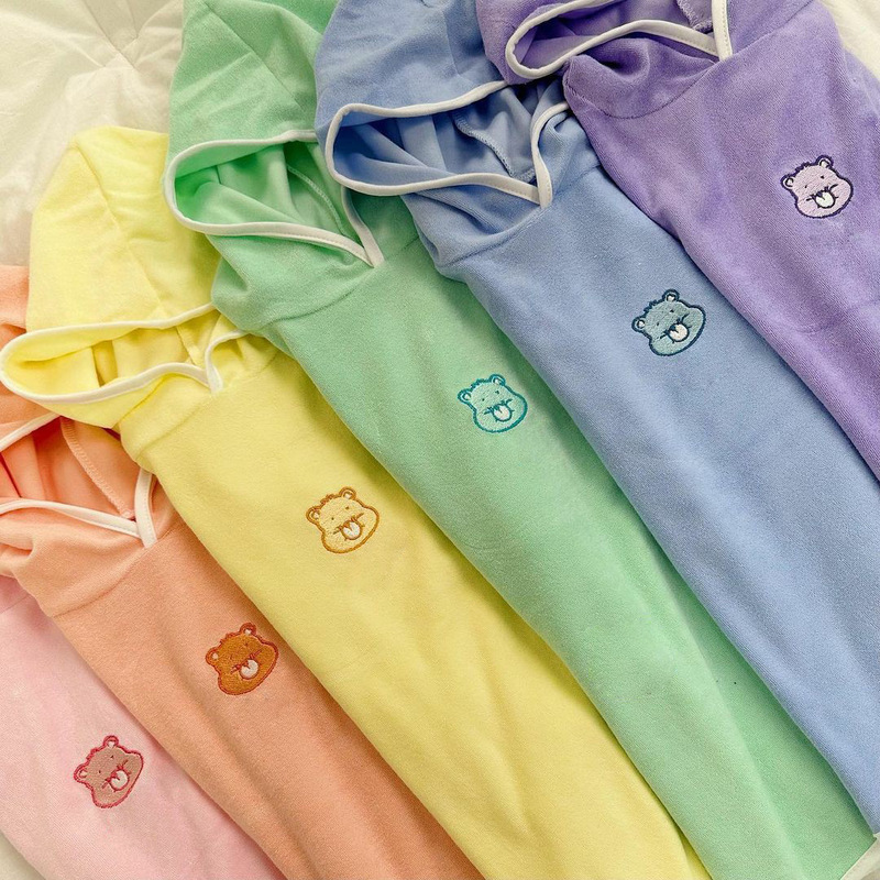 Children's Bathrobe Type a Spring and Summer Cotton Towel Material Boy's Hooded Bath Towel Girl's Cloak Beach Swimming Bathrobe