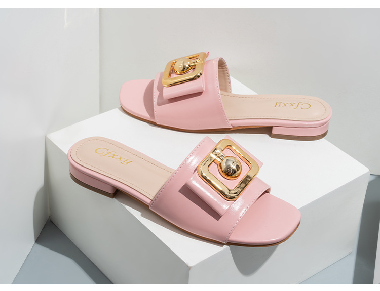 Slides für Mädchen Cross Border Neue Damen-Sandalen mit Metallschnalle und dicken Schuhen_voghion.com