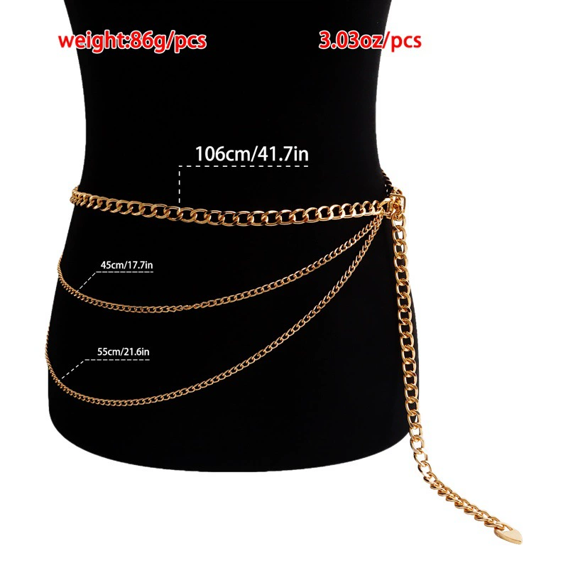 Европейские и американские трансграничные украшения Хип-хоп металлическая многолупенчатая поясная цепочка темпераментная грубая цепочка пояс для ночного клуба цепочка для тела