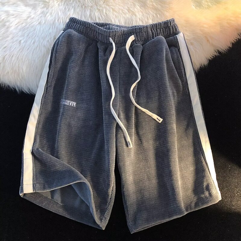Corduroy Ribbon Shorts Boys Summer Thin Basketball Pants Trendy Brand Loose High Street Sports Pants