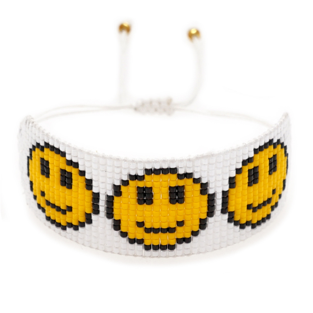 Simple Style Smiley Face Glass Beaded Bracelets
