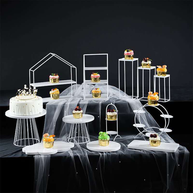De estilo europeo pastelería bandeja de mesa de postre soporte de exhibición de hierro decoración de la torta de la boda de pie 12 unidades traje image 4