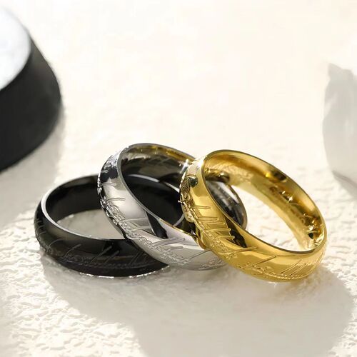E-commerce Titanium Steel Lord of the Rings The One Ring Engraved Non-Fading Titanium Steel Couple's Ring Accessory Wholesale