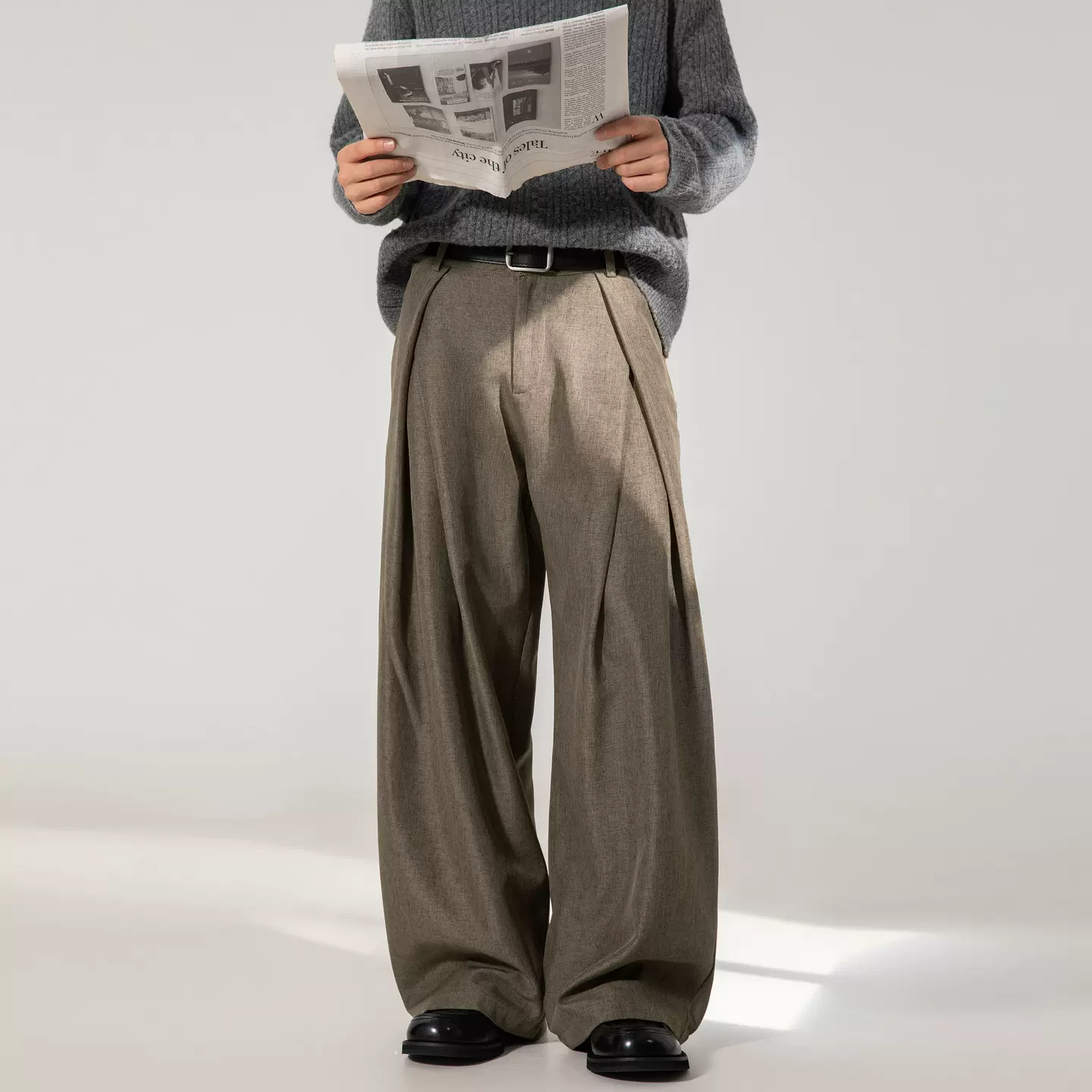 立体褶皱A字廓形老钱风休闲西裤男春秋新款高级感通勤百搭长裤子