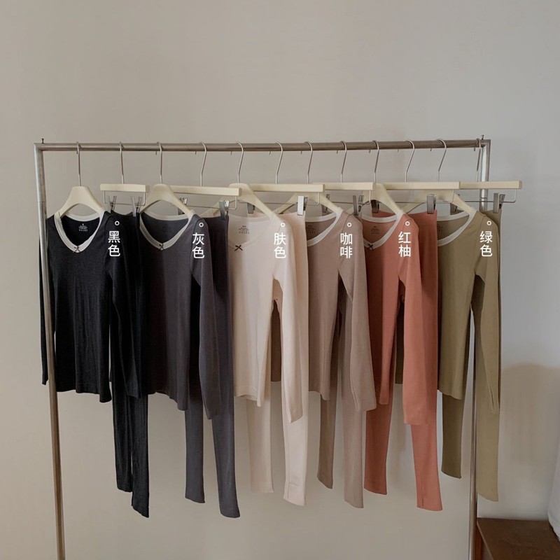 Korean Society Autumn and Winter Sheep Wool Light Feeling Fever suit Hip-lifting Belly-tare Seamless Skin-friendly Thermal Underwear Women's Autumn Clothes and Pants