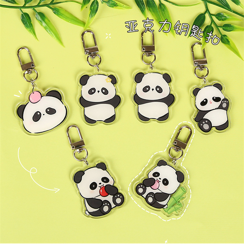 Cartoon cute panda keychain student schoolbag pendant customized DIY decorative ornaments acrylic accessories gift