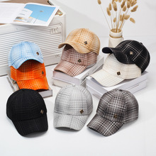 2025新款春秋帽子女千鸟格百搭时尚棒球帽旅游复古格纹硬顶鸭舌帽