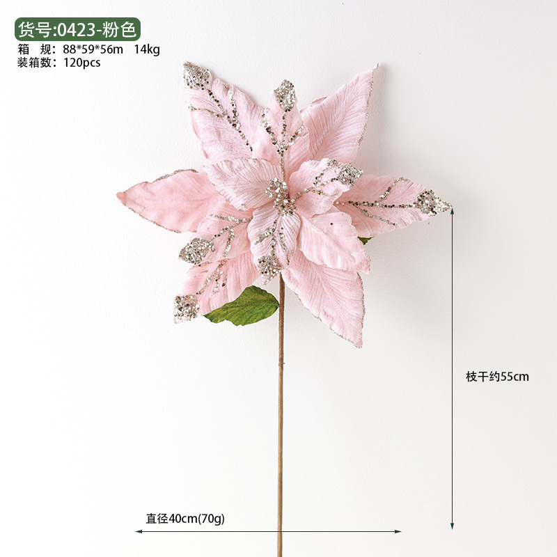 Buscando nuevos árboles de Navidad decoraciones de flores de Navidad 40cm super grande de alta calidad teñido de flores simuladas arreglos de flores de Navidad