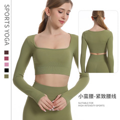 Cross-border outdoor yoga top with stand-up collar, long-sleeved yoga clothes, fitness innerwear fingerless yoga top, long sleeves