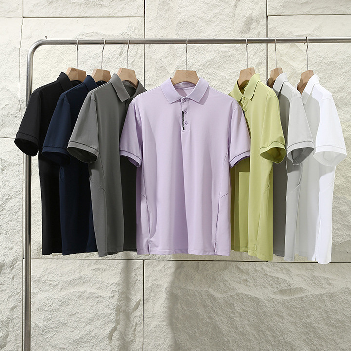 Summer Men's Lightweight, Quick-Drying, Moisture-Absorbent, Breathable, Cool-Feeling Lapel Business Casual Short-Sleeved Polo Shirt