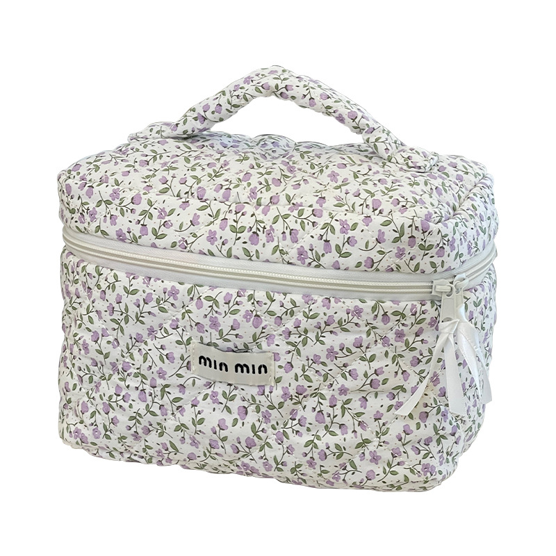 Nuevo maquillaje de flores trituradas bolsas portátiles de gran capacidad para mujeres bolsas de lavado de mano de alta calidad bolsas de almacenamiento de maquillaje para productos de cuidado de la piel