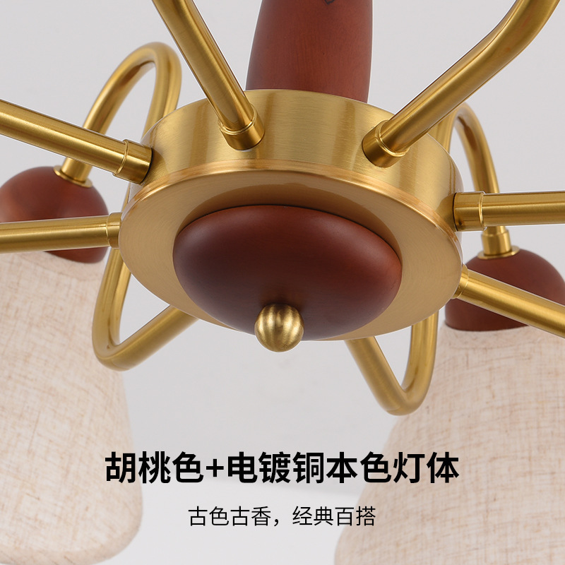 Nuevo estilo retro de nuez de estilo americano de nuez de estilo retro 2025 lámpara de viento antigua del dormitorio, candelabro medieval, sala de estar de alta sensación