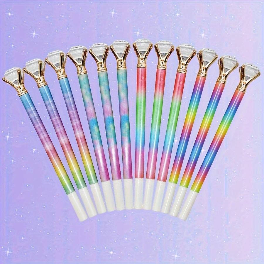 Bolígrafo de piedra de ladrillo de amor multicolor creativo transfronterizo, bolígrafo de góndola de cuentas redondas degradadas, bolígrafo de metal de regalo para estudiantes, papelería en stock